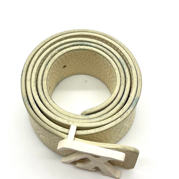 Size 95CM - Louis Vuitton San Tulle White Leather Men's Belt - Picture 3 of 6